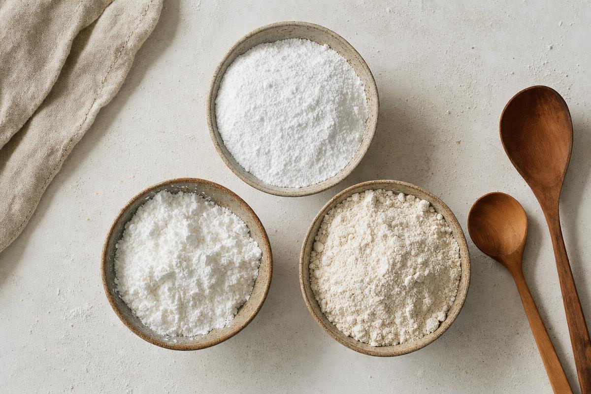 Farines sans gluten dans des bols